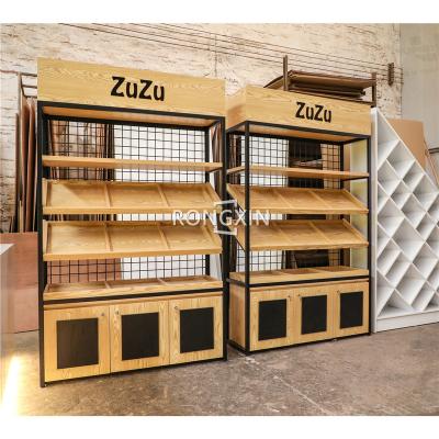 China Fashion Deli Furniture Design High End Custom Wooden Bakery Wall Display Cabinet For Bread Shop Bakery Store 03 for sale