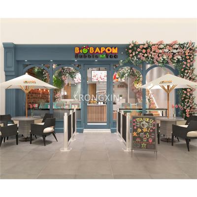 China Fashionable Custom Shop Store Front Furniture Fashion Bubble Milk Tea Shop Hot Design For Juice Bubble Tea Shop 02 for sale