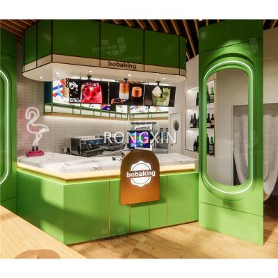 China Custom candy store decor street shop display decoration milk tea shop interior design fashionable bubble tea shop 01 for sale