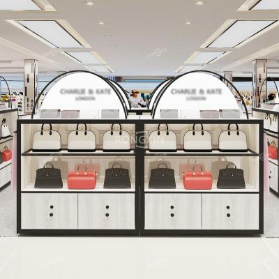 China Simple Customized Luxury Modern Handbag Showcase Bag And Shoe Shop Kiosk Showroom Interior Display Design For Shopping Mall for sale