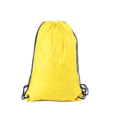 China Factory Cheap Eco-friendly Polyester Yellow Drawstring Sports Bag Custom Promotional Drawstring Bag for sale