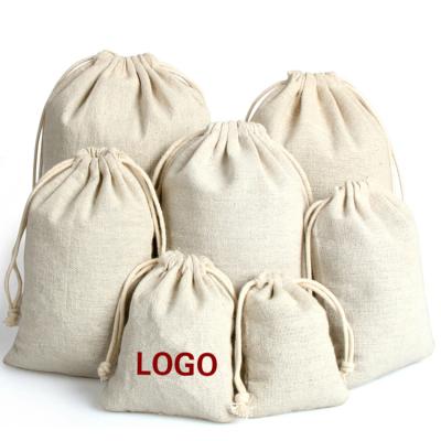 China Wholesale Eco-Friendly Double String Organic Cotton Canvas Muslin Drawstring Bag With Custom Logo for sale