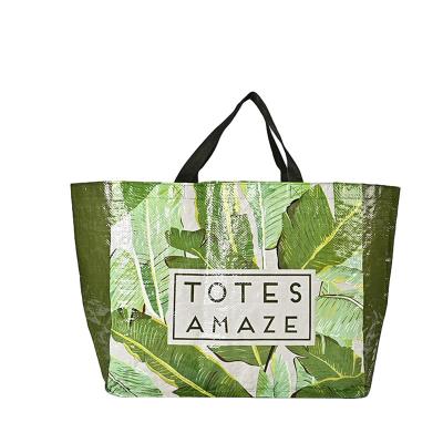 China Eco Friendly Recyclable Recycle Custom Logo Porcelain Green Zipper PP Woven Shopping Bag For Shopping for sale