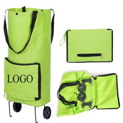 China Customized Folding Logo Folding Shopping Bag With Market Wheeled Wheeled Bag for sale