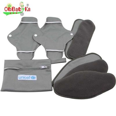 China Ohbabyka Menstrual Pads Sale 8 Pcs Super Warm Absorbent Bamboo Charcoal Washable Modern Cloth for sale