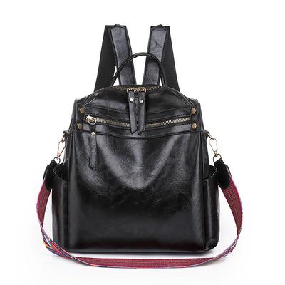 China Waterproof 2022 Bagpack brand leather women soft bags solid color backpack purse zipper bags casual backpacks for shoulder bags for sale