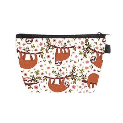 China Lightweight Eco-Friendly Makeup Bags PU Leather Sloth Print Travel Cute Waterproof Toiletry Bag Waterproof Cosmetic Pouch For Ladies for sale