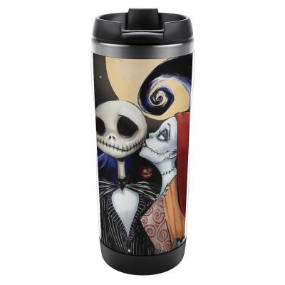 China Caisi's Viable Nightmare Before Tumbler Travel Mug Durable Christmas Stainless Steel 380ml Insulated Coffee Mug With Puddle Proof Lip for sale