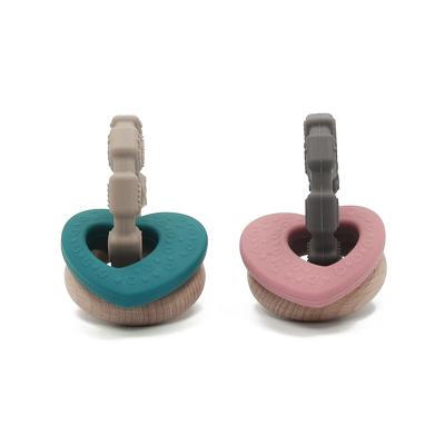 Chine Le coeur libre adapté aux besoins du client de cadmium forment le bois Teether de silicone de 5cm aucune avance à vendre