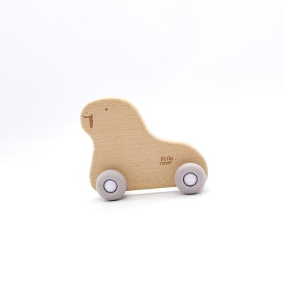 Chine Silicone en bois Teether de Wheelie de forme de voiture de Fox pour le service d'OEM d'enfant en bas âge à vendre