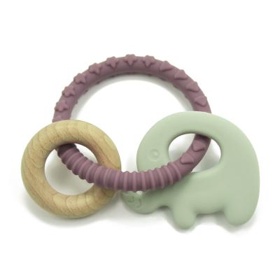 Chine Jouets en bois de faire ses dents de hêtre de silicone d'éléphant de catégorie comestible pour de jeunes bébés à vendre