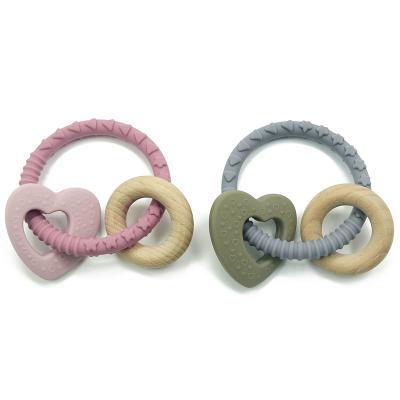 China Infant Natural Montessori Silicone Wood Teether Sensory Chew Bracelet for sale