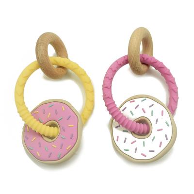 Cina Braccialetto di cura libero del bambino BPA del laser Logo Silicone Wood Teether Infant in vendita