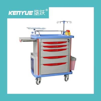 China Hospital Emergency Trolley Luxurious ABS Plastic Drawer Cart With Wheels for sale