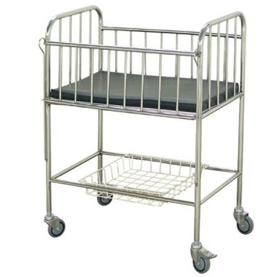 China Infant Hospital Baby Crib Movable Stainless Steel Easy Installation With Mattress for sale