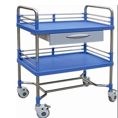 China ABS Plastic Drawer Emergency Medicine Trolley Stainless Steel Frame Medical Instrument Cart for sale