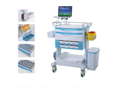 China Tablet Mobile Medical Trolley With Drawers Hospital Plastic Anesthesia Trolley With Storage Box for sale