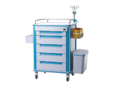 China Mute Wheel Anesthesia Hospital Medicine Trolley Aluminum Alloy Frame Emergency Crash Cart for sale