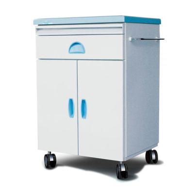 China Blue hospital bedside table with four wheels for hospital use for sale