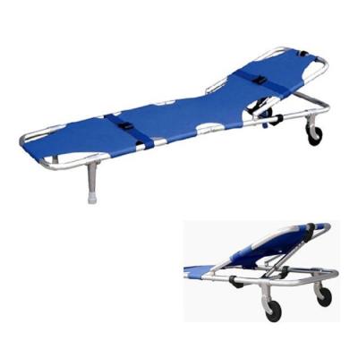 China Portable Double-Folded Rescue Transfer Stretcher With Wheels For Emergency for sale