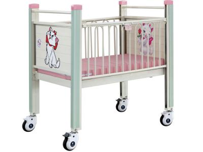 China Pink Cartoon Movable Baby Bed , Steel Epoxy Baby Care Bed With Castor hospital baby bed hospital infant bed for sale