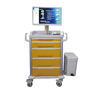 China All In 1 Computer Moving Cart Hospital Mobile Medical Computer Laptop Workstation Trolley for sale