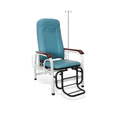 China Steel Pipe Wooden IV Pole Handrail Patient Transfusion Chair Green for sale