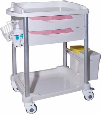 China Pink Entral Lock Plastic Steel ABS Treatment Trolley With Drawers for sale