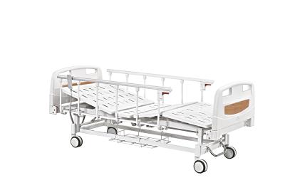 China Two Crank Manual Care Bed PP Head Board Central Control Wheel Manual Hospital Bed for sale