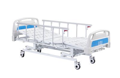 China Metal Hospital Patient Care Bed Multifunction 3 Crank Manual Hospital Bed for sale