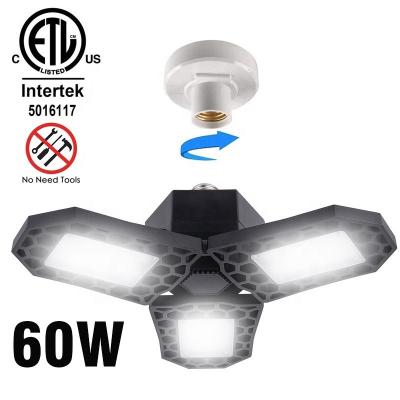 China Office / WAREHOUSE Amazon Hot Sale 60W LED Garage Light ETL Certificated Garage Lights Deformable LED Garage Light for sale