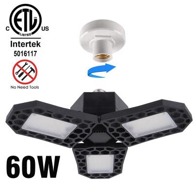 China Valed 60W LED Garage Light Residential ETL Certificated Garage Lights Deformable LED Garage Light for sale