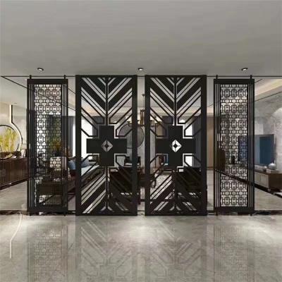 China Europe Hot Selling Decorative Metal 4 Panels Room Divider Stainless Steel Movable Folding Screen Partition Panel for sale