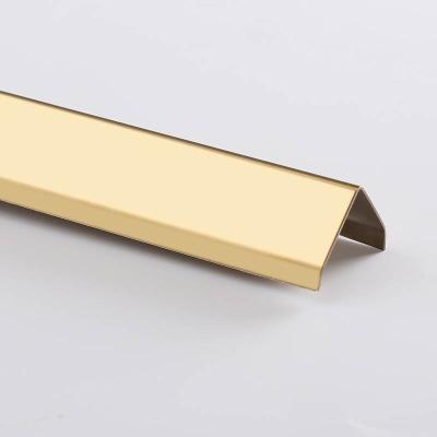 China Modern 304 Chrome Gold Brass L Stainless Steel Tile / V Shape Edge Trim Price for sale