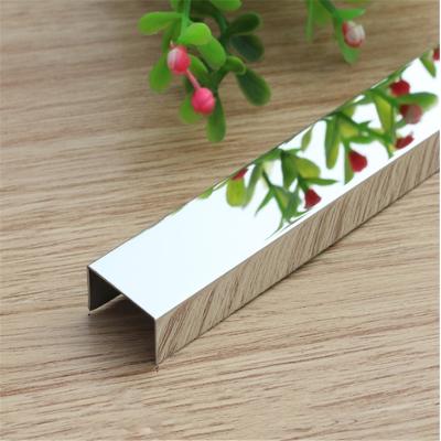 China Modern 8k silver mirror ss201 304 stainless steel tile fittings trim u profile c channel for glass for sale