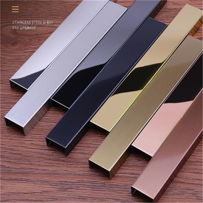 China Modern ASTM 201 304 Stainless Steel Tile Accessories U Profile Channel For Glass for sale