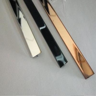 China Foshan Modern Stainless Steel Chrome Floor Trim Tile Black Titanium Metal Tile Trim SS201 304 for sale