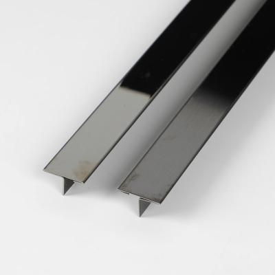 China Accessories 304 Modern Grade T Tiles Profile Tile Profile Trim Black Titanium Stainless Steel Transition Strips Flooring for sale