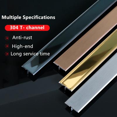 China Black Titanium 304 Modern Grade Stainless Steel T Trim Channel Transition Strips Tile Fabrication for sale