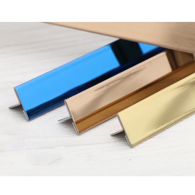 China Modern SUS304 Gold Mirror Stainless Steel Pvd T Strips Tile Edge Trim for sale