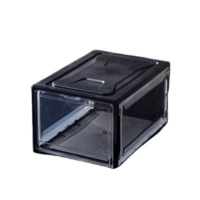 China Guangzhou Viable Luxury Sliding Transparent Clear Plastic Box Shoe Storage Box Box Display Case for sale