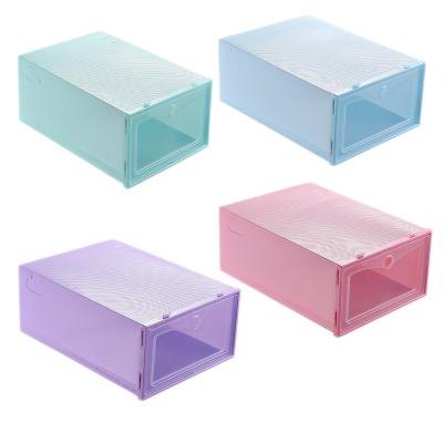 China Front Universe Shoe Cases Transparent Acrylic Shoe Box Display Small Viable Drop Stack Up Series for sale