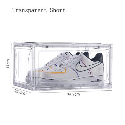 China Bernd 12pcs Viable Foldable Clear Plastic Show Case Drawer Storage Loonde Shoe Box Shoes Case for sale