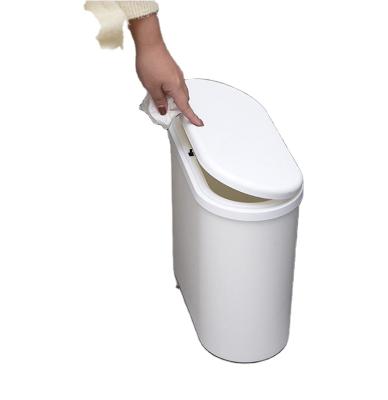 China Sustainable Modern Slim Single Trash Can Mini Curbside Bathroom Plastic Narrow Cleaner Wetter Manufacturers for sale