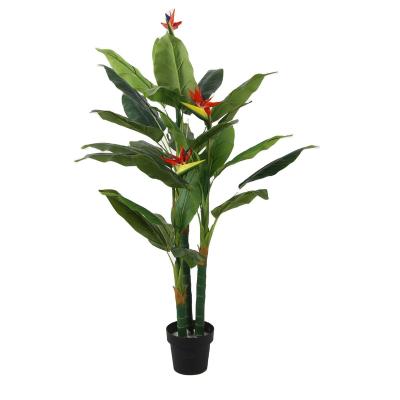 China Realistic Plant Wholesale 150cm Height With 26pcs Leaves Artificial Bird Of Paradise Flower Plant Plastic Bonsai For Desktop Decoration for sale