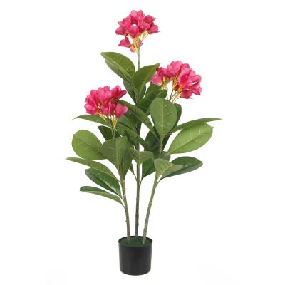 China China Manufacturer High Quality Fake Realistic Plumeria Bonsai Plants Red Rubra Flower Tree For Garden Landscape for sale