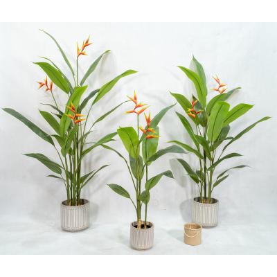 China Wholesale 5 Stems 25 Flowers Leaves 2 Palm Tree 225CM Tall Natural Artificial Paradise Plant Faux Touch Bird For Indoor Decor for sale