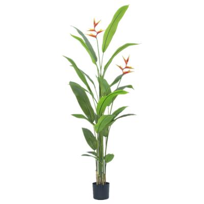 China Artificial Strelitzia Flower Stems 24 Leaves 2 Simulation 5 Bird Potted 195CM High Artistic Faux Paradise Plant For Backyard Decor for sale