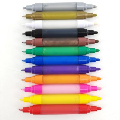 China Double Tips Permanent Art Markers Paper for Kids Highlighter Pen Sketch Markers for sale