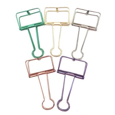 China Custom Cute Stainless Steel Rose Gold Paper Clamp For Rainbow Color Durable for sale